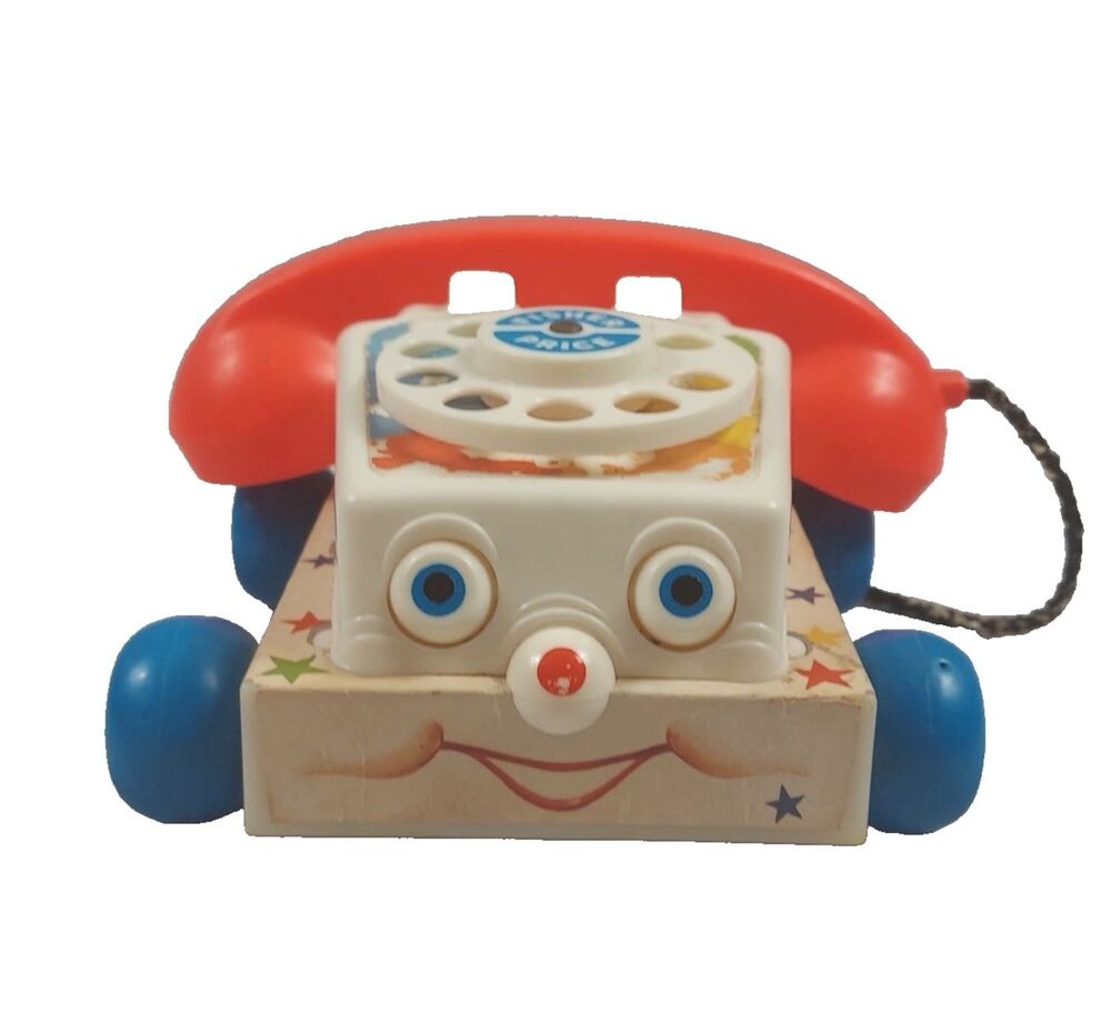 1985 Fisher Price Chatter Phone #747 Telephone Pull Toy with Moving Eyes Vintage